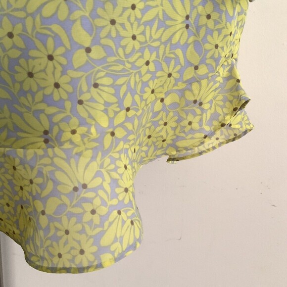 Nanette By Nanette Lepore Yellow Floral Sleeveless Asymmetrical Chiffon Dress 2 - Picture 13 of 14